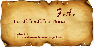 Fehérvári Anna névjegykártya