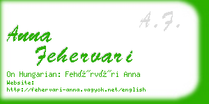 anna fehervari business card